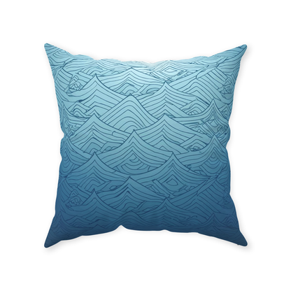 Blue Fainted Wave Throw Pillows