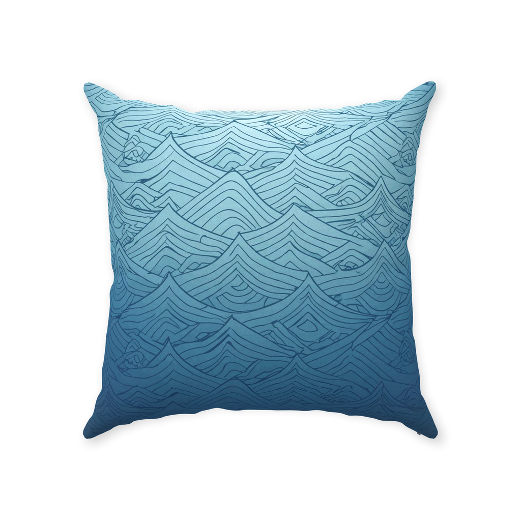 Blue Fainted Wave Throw Pillows