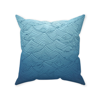 Blue Fainted Wave Throw Pillows