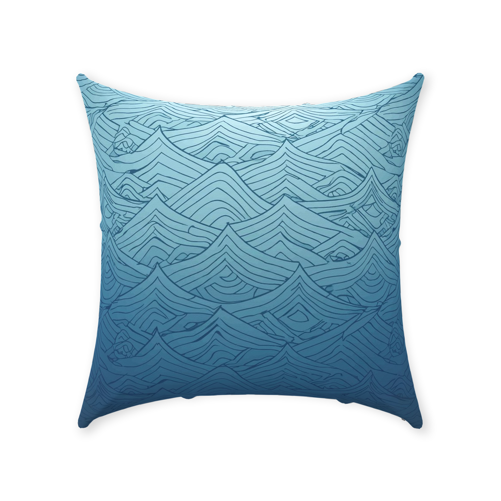 Blue Fainted Wave Throw Pillows