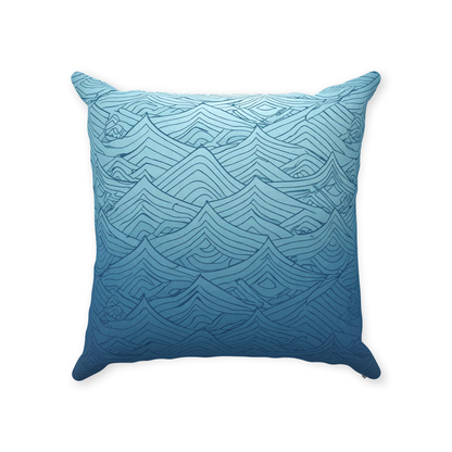 Blue Fainted Wave Throw Pillows