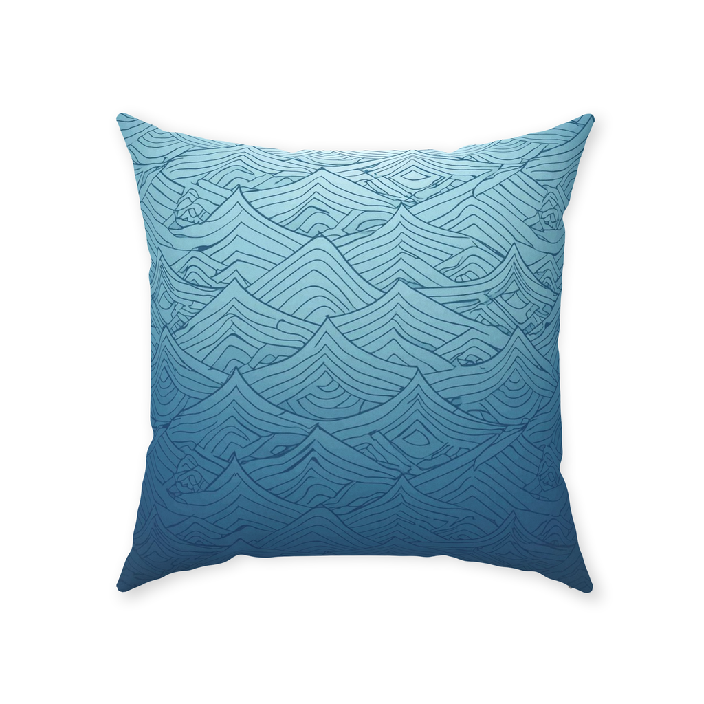 Blue Fainted Wave Throw Pillows