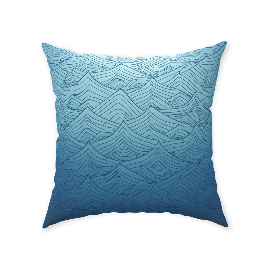 Blue Fainted Wave Throw Pillows