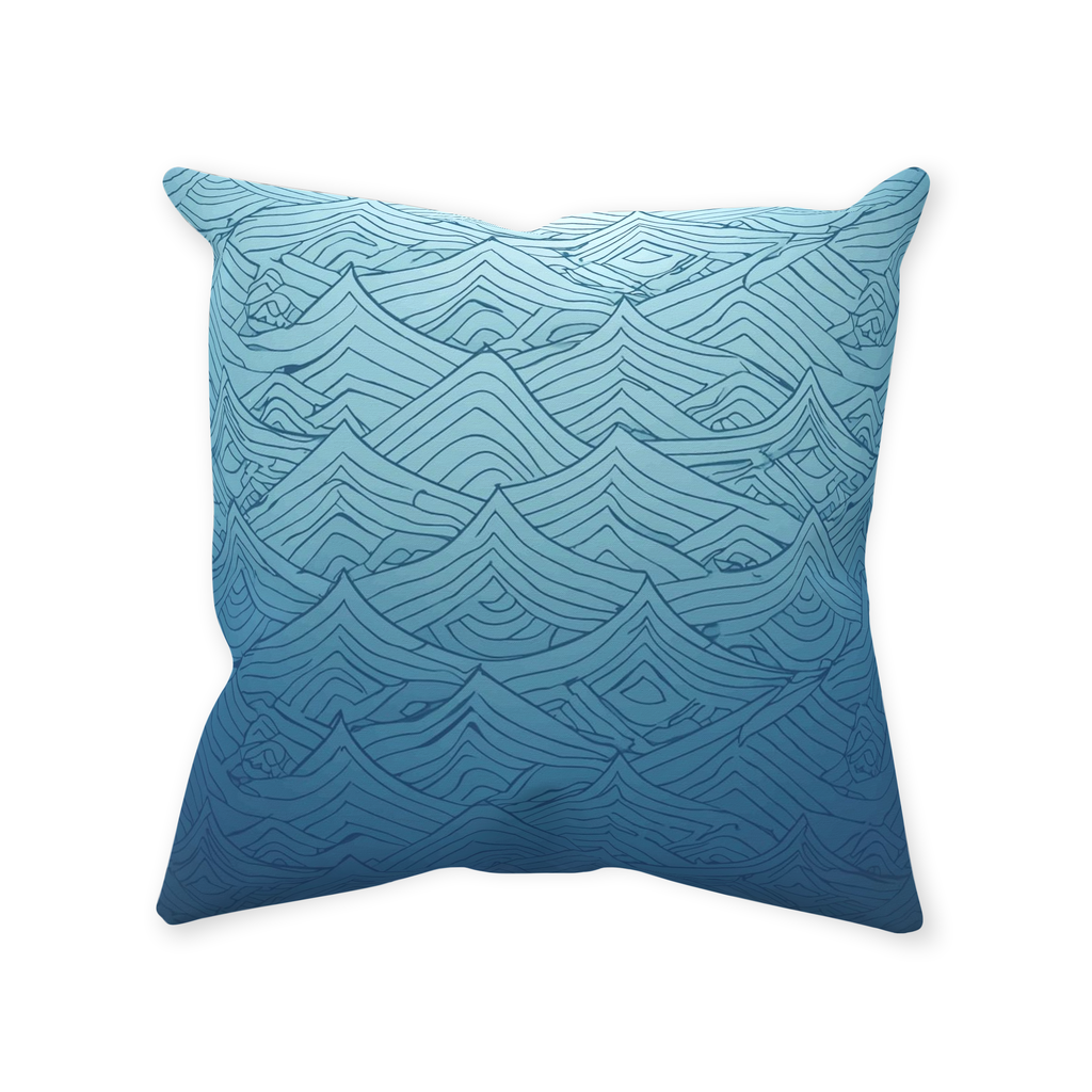 Blue Fainted Wave Throw Pillows