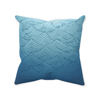 Blue Fainted Wave Throw Pillows