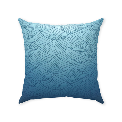 Blue Fainted Wave Throw Pillows