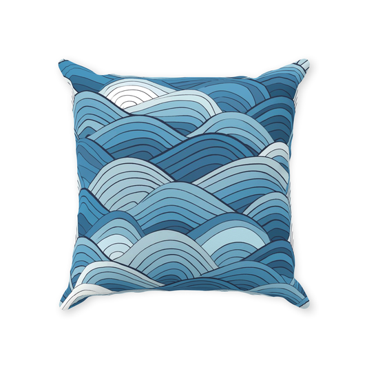 Blue Scale Wave Throw Pillows