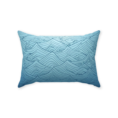 Blue Fainted Wave Throw Pillows