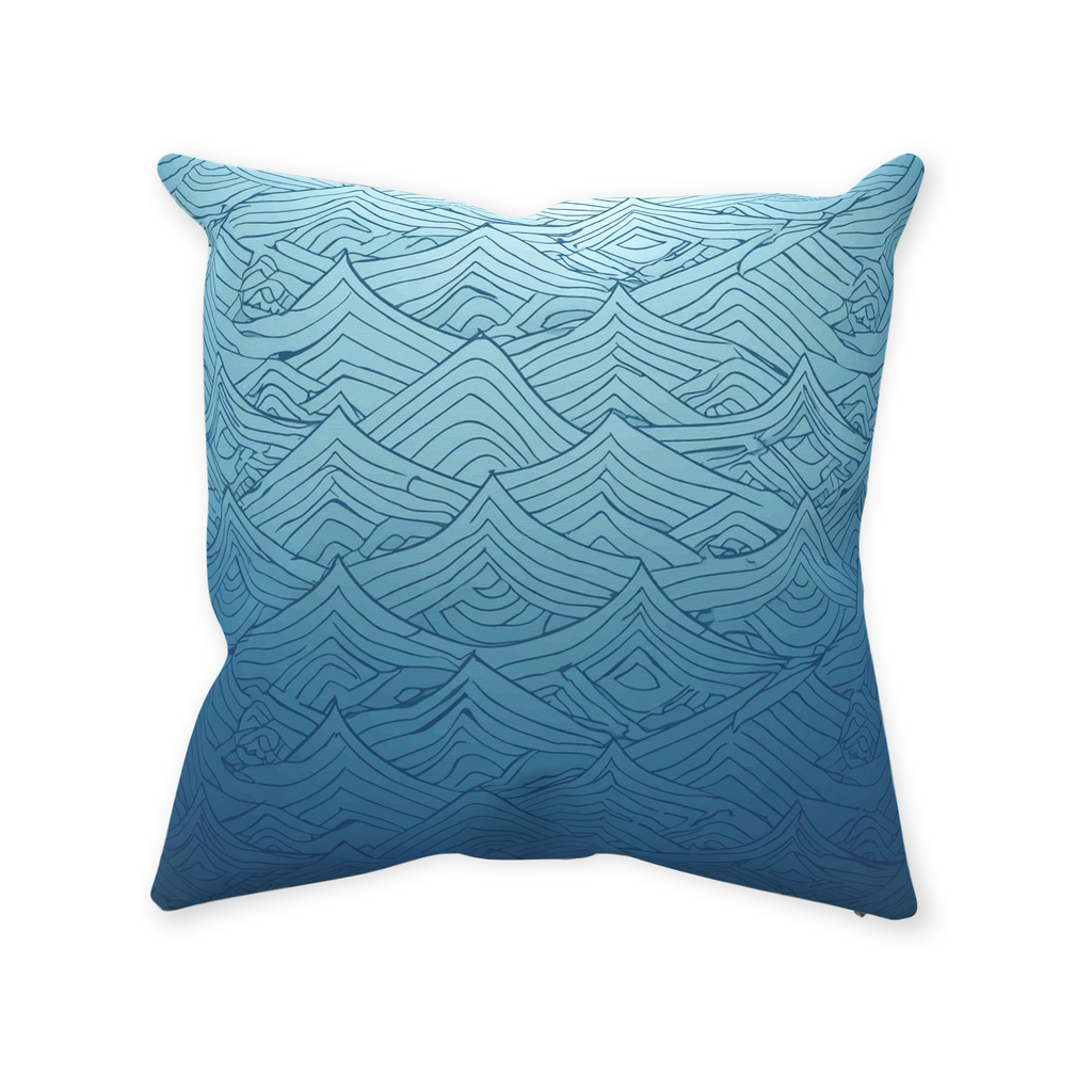 Blue Fainted Wave Throw Pillows