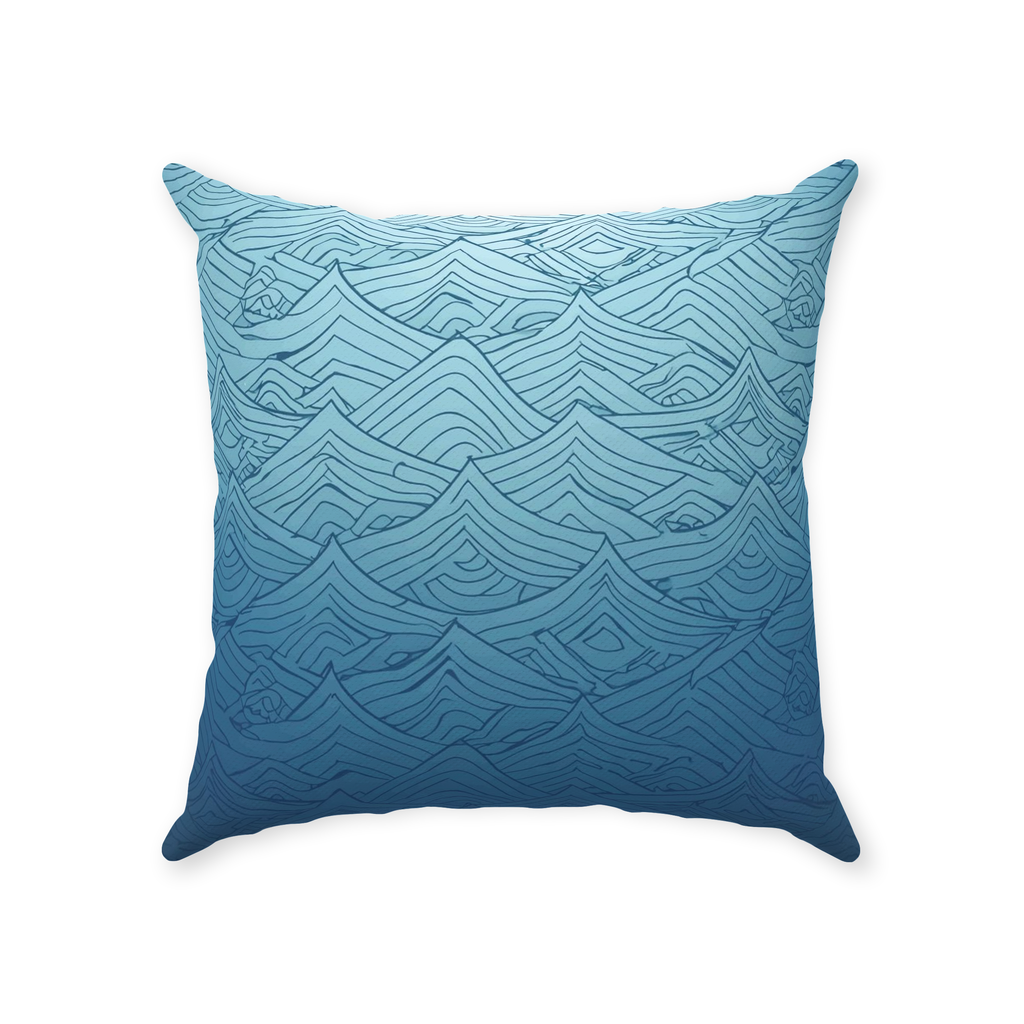 Blue Fainted Wave Throw Pillows