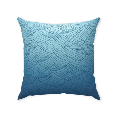 Blue Fainted Wave Throw Pillows