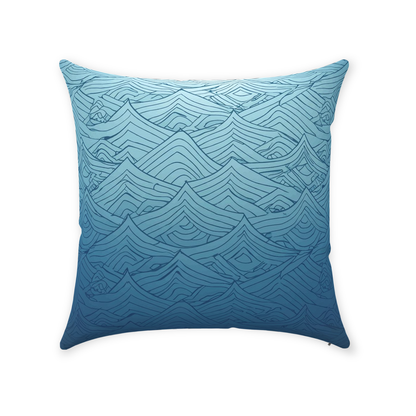 Blue Fainted Wave Throw Pillows