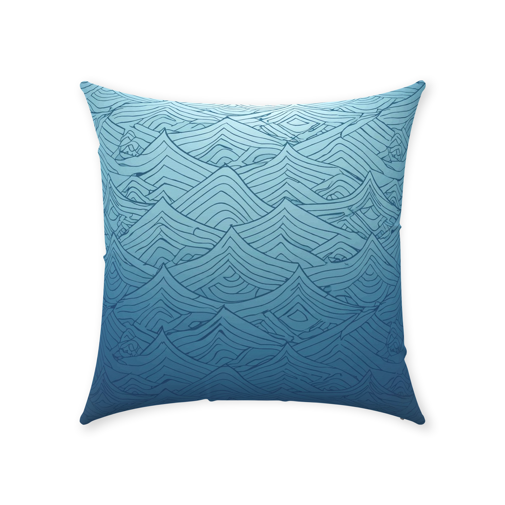 Blue Fainted Wave Throw Pillows